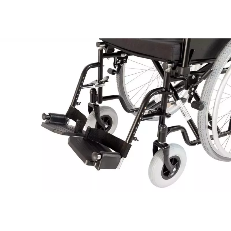 REHA FUND silla de ruedas de acero RF-1/45/PN/CZA-624/PU - silla de ruedas manual, 45 cm de ancho de asiento, 120 kg de capacidad, negra