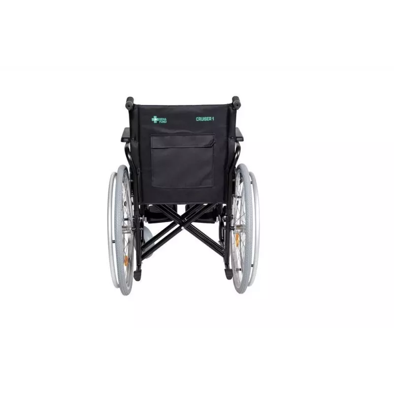 REHA FUND silla de ruedas de acero RF-1/45/PN/CZA-624/PU - silla de ruedas manual, 45 cm de ancho de asiento, 120 kg de capacidad, negra
