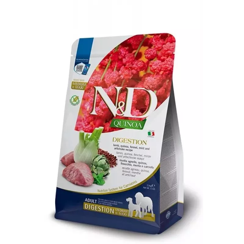 FARMINA N&D Quinoa Digestion Adult Medium Maxi cordero pienso para perros - 7 kg