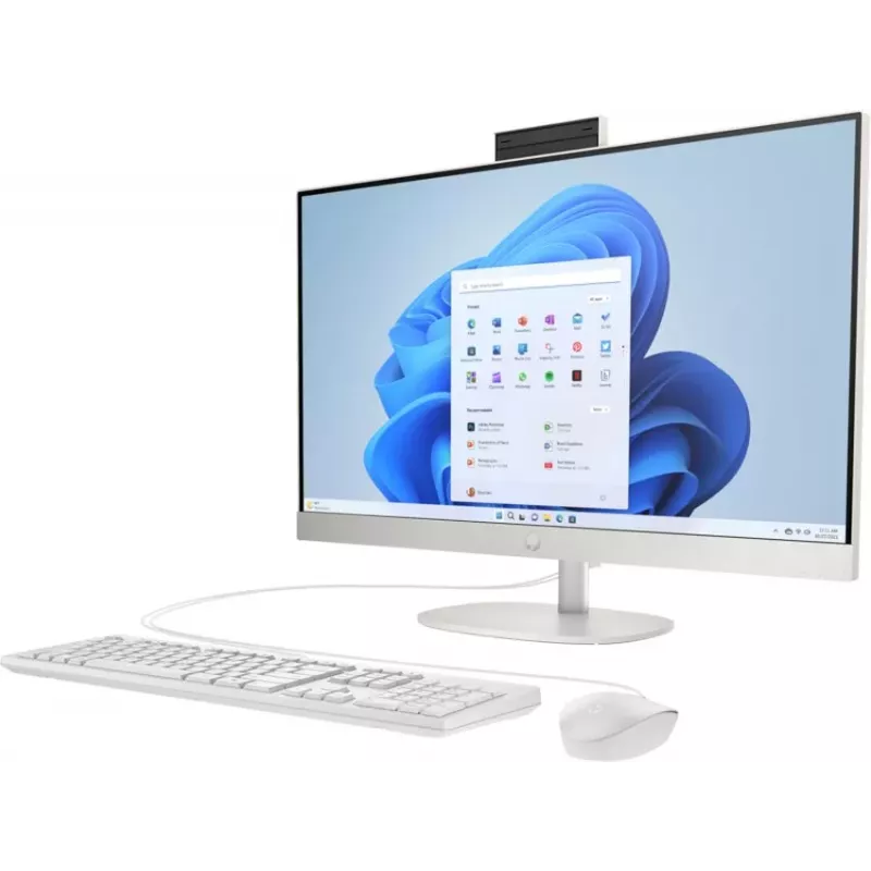 HP All-in-One 27-cr0042nf ordenador de sobremesa, AMD Ryzen 5 7520U, 16 GB RAM, 512 GB SSD, pantalla Full HD IPS de 27 pulgadas, Windows 11 Home, blanco (reacondicionado)