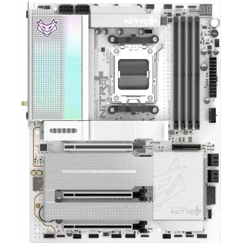 SAPPHIRE NITRO+ X870EA PHANTOMLINK P.E Placa base, AMD X870E, zócalo AM5, DDR5, Wi-Fi 7, blanco/negro