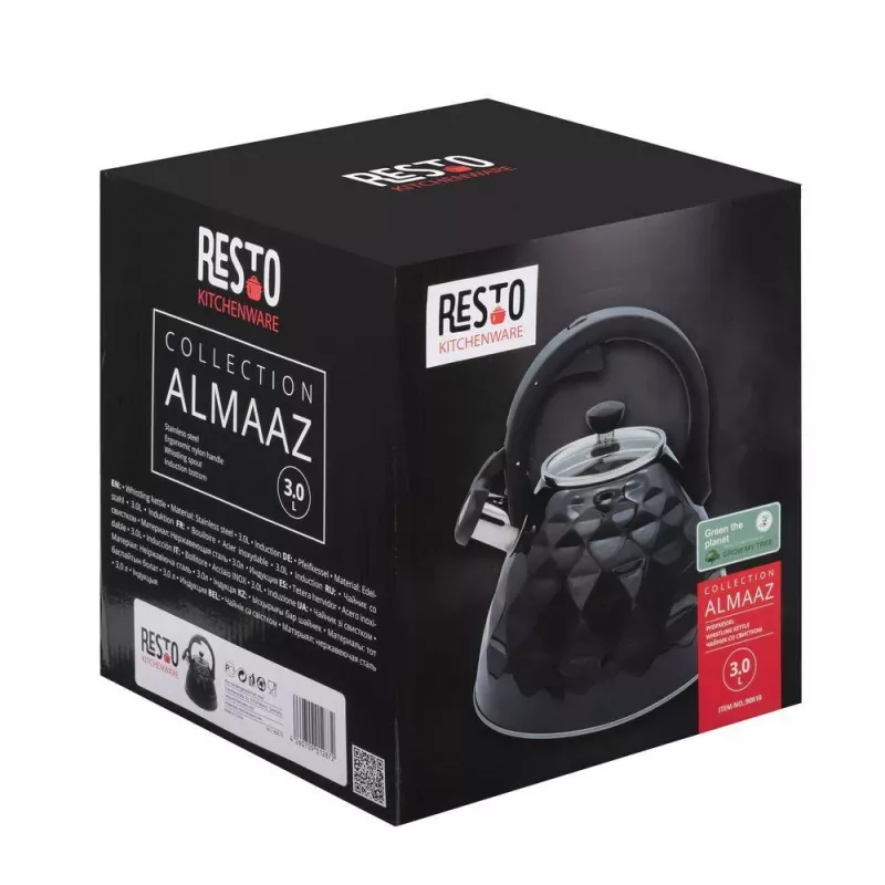 Tetera silbadora RESTO 3L acero inoxidable plata/negro 90610