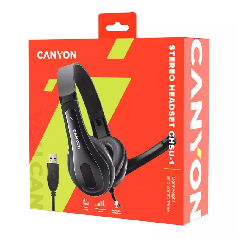 CANYON Auriculares PC CHSU-1 PC Mic USB 2m Negro
