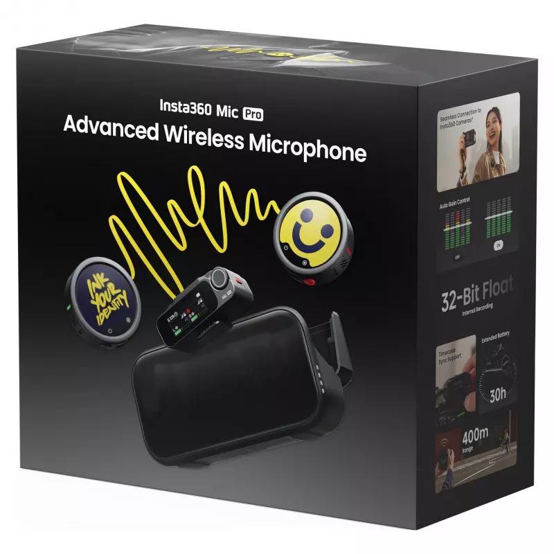 Insta360 Mic Pro (2 TX + 1 RX) – sistema de micrófono inalámbrico digital
