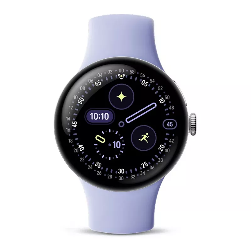 Google Pixel Watch 4 - 41 mm - Polished Silver Aluminium - Iris Active Band - Smartwatch Wear OS