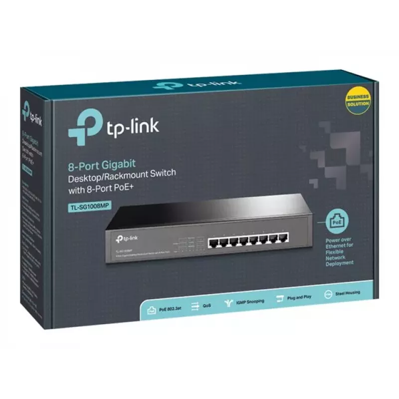 TP-Link TL-SG1008MP switch Gigabit PoE+ no administrado, 8x Gigabit RJ45, 8x PoE+, 153 W, negro