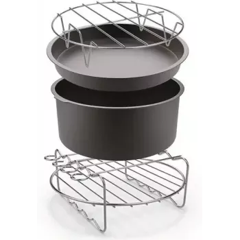 Set de accesorios TEFAL Easy Fry para freidoras de aire OBH Nordica XXL - molde de horno, soporte de brochetas, 5 brochetas