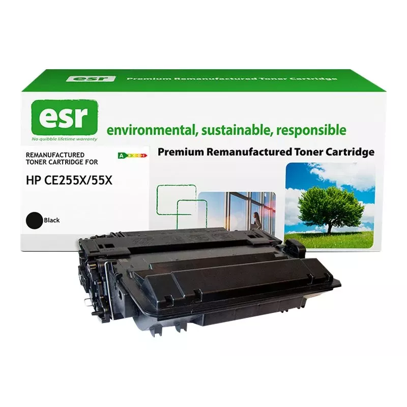 Cartucho de tóner remanufacturado ESR Compatible con HP CE255X Negro Alto rendimiento 18.000 páginas