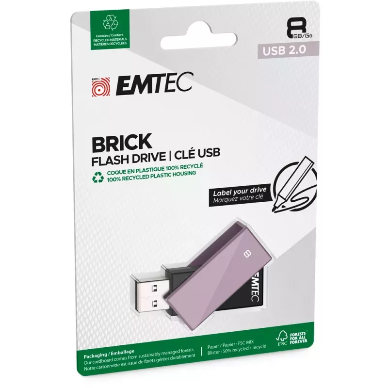 Emtec USB 2.0 C350 8GB Brick Morado Memoria flash USB