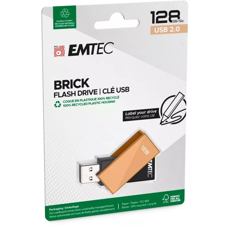 Emtec USB 2.0 C350 128GB Brick Naranja Memoria flash USB