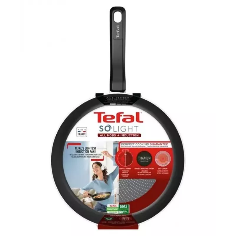 Tefal So Light Sartén 22 cm Inducción Titan Antiadherente Negro