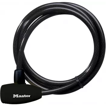 Master Lock 8154EURD Candado de cable con llave, 1,8 m x 10 mm, Negro
