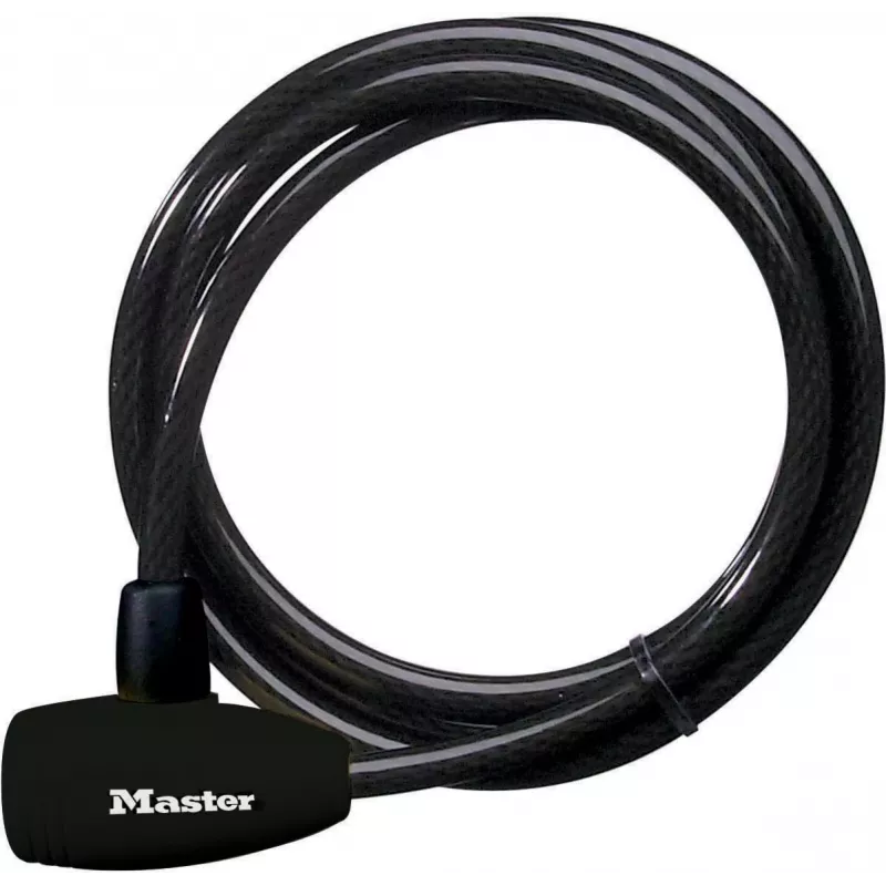 Master Lock 8154EURD Candado de cable con llave, 1,8 m x 10 mm, Negro