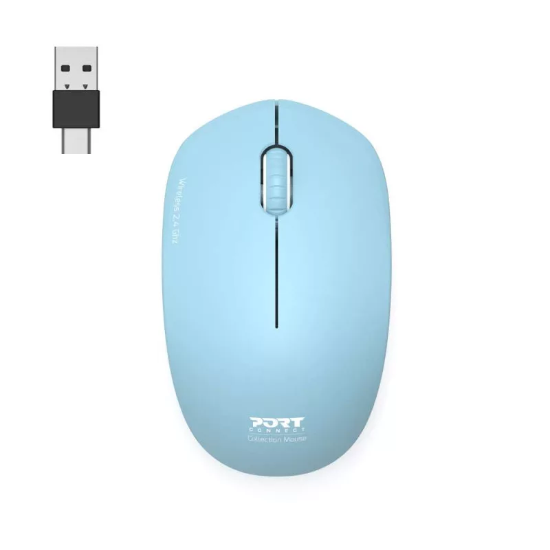 PORT CONNECT Mouse Collection II Inalámbrico 2,4 GHz Azul pastel