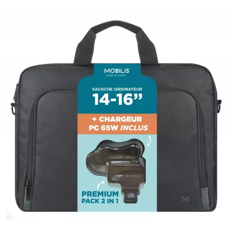 Mobilis TheOne Maletín Toploading 14-16 + Cargador de portátil 65W