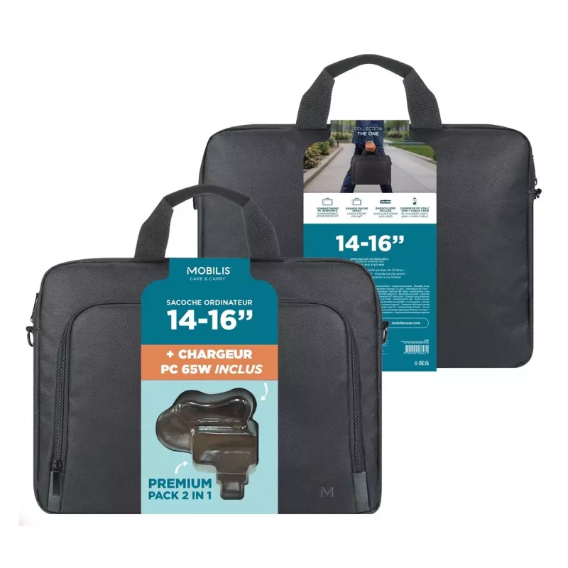 Mobilis TheOne Maletín Toploading 14-16 + Cargador de portátil 65W