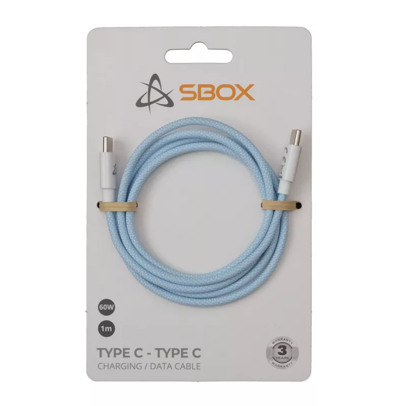 SBOX cable USB-C a USB-C 1m azul – carga y sincronización de datos