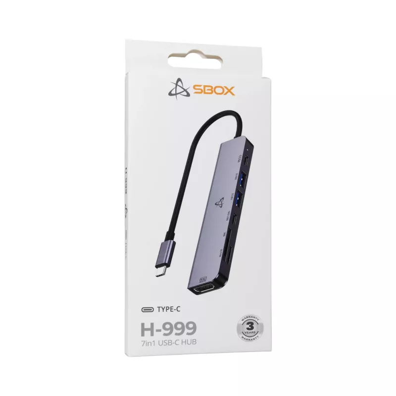 SBOX H-999 hub USB-C 7 en 1 Space Gray