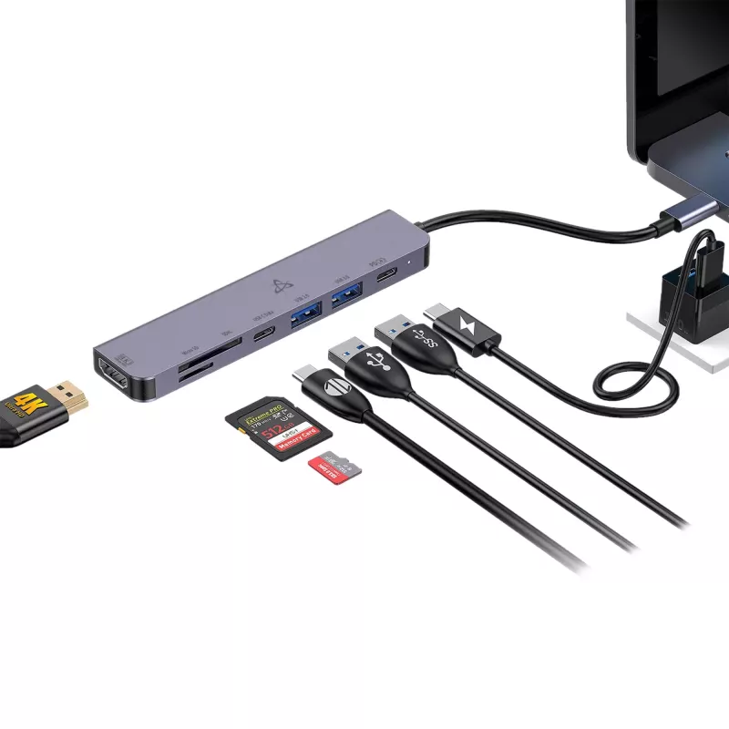 SBOX H-999 hub USB-C 7 en 1 Space Gray