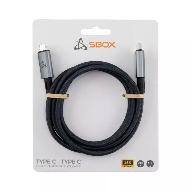 SBOX cable USB-C a USB-C 1,2m 240W 80 Gbps 16K/60Hz