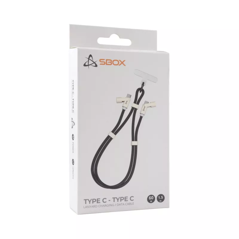 SBOX LANYARD BLACK cable USB-C a USB-C 1,5 m negro