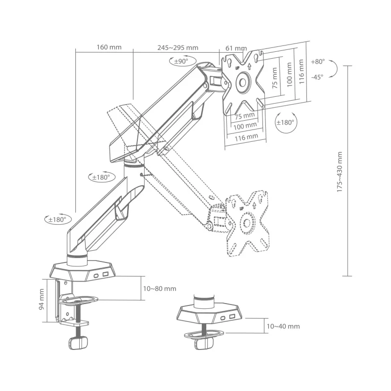 White Shark KHUFU-I GMS-3210 / Soporte de escritorio para 1 monitor