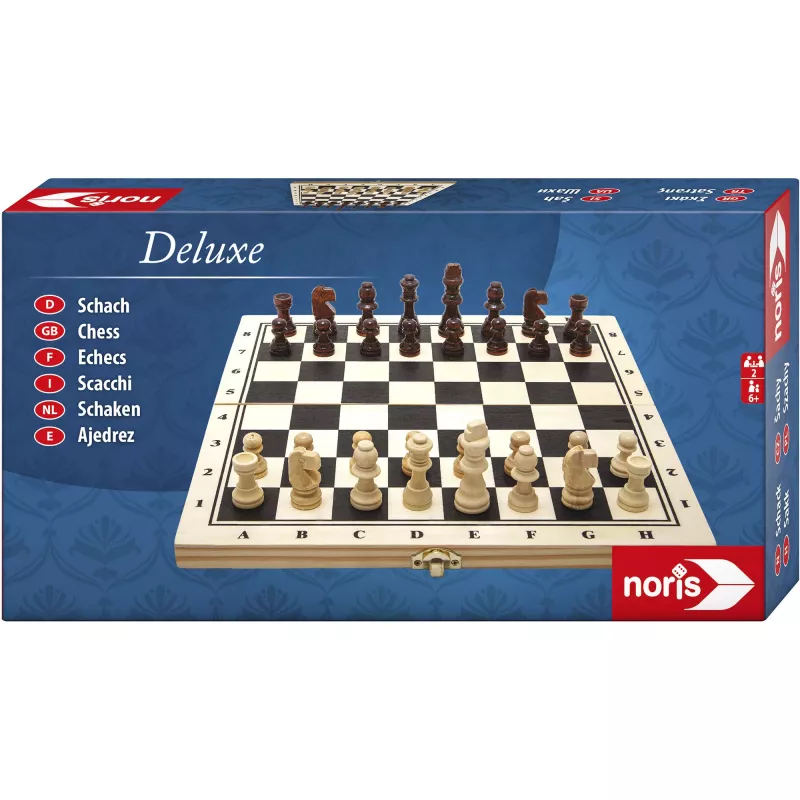 SIMBA-DICKIE Deluxe Wooden Chess Set - caja de ajedrez plegable con piezas Staunton ponderadas