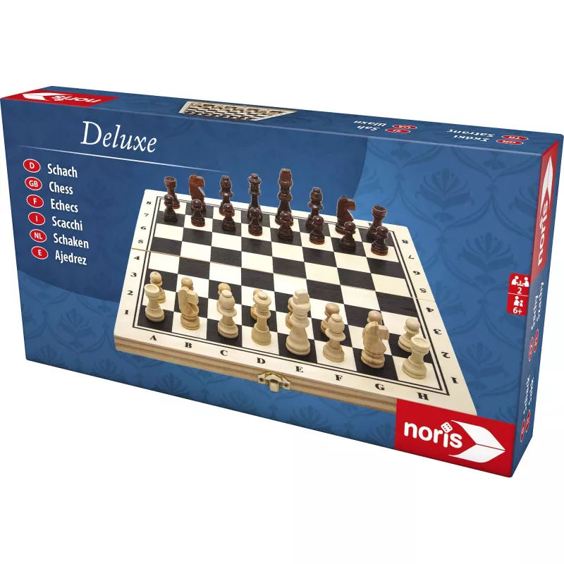 SIMBA-DICKIE Deluxe Wooden Chess Set - caja de ajedrez plegable con piezas Staunton ponderadas
