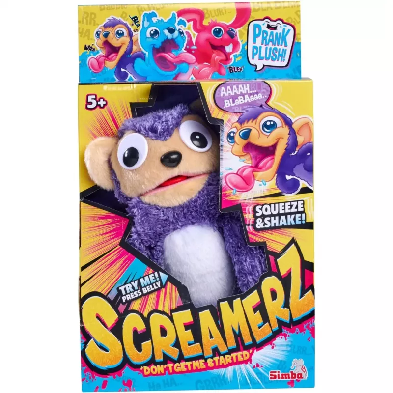 SIMBA ScreamerZ Peluche de mono con chirriador, marrón, 20 cm