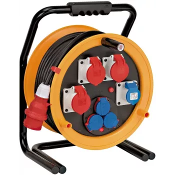Brennenstuhl 1319110010 Alargador con carrete 40m H07RN-F 3G2.5 IP44 4x Schuko Negro/Naranja