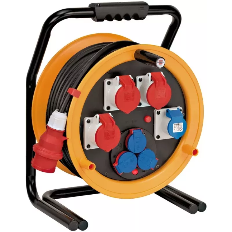 Brennenstuhl 1319110010 Alargador con carrete 40m H07RN-F 3G2.5 IP44 4x Schuko Negro/Naranja