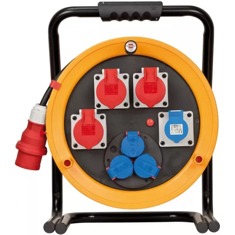 Brennenstuhl 1319110010 Alargador con carrete 40m H07RN-F 3G2.5 IP44 4x Schuko Negro/Naranja