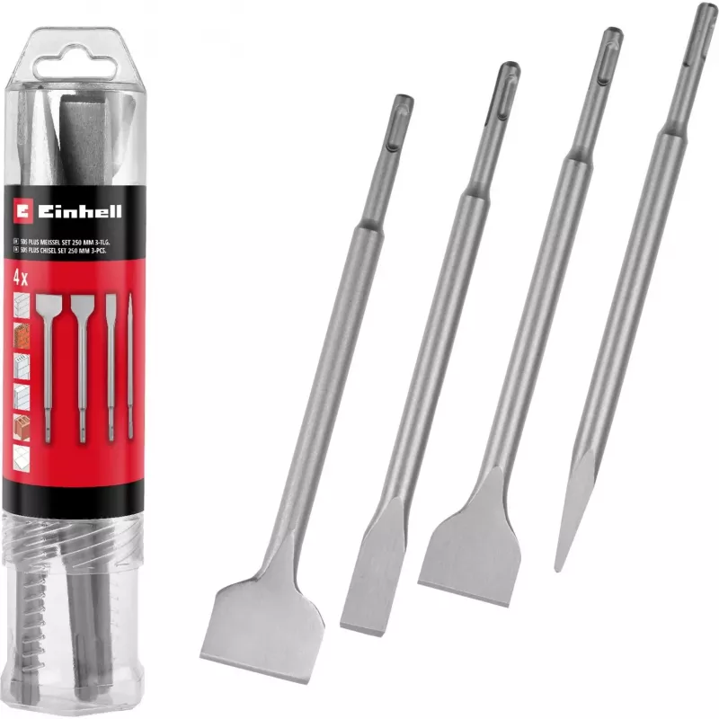 EINHELL-KWB Juego de cinceles SDS-plus 250 mm, 4 piezas