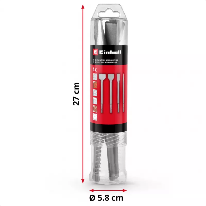 EINHELL-KWB Juego de cinceles SDS-plus 250 mm, 4 piezas