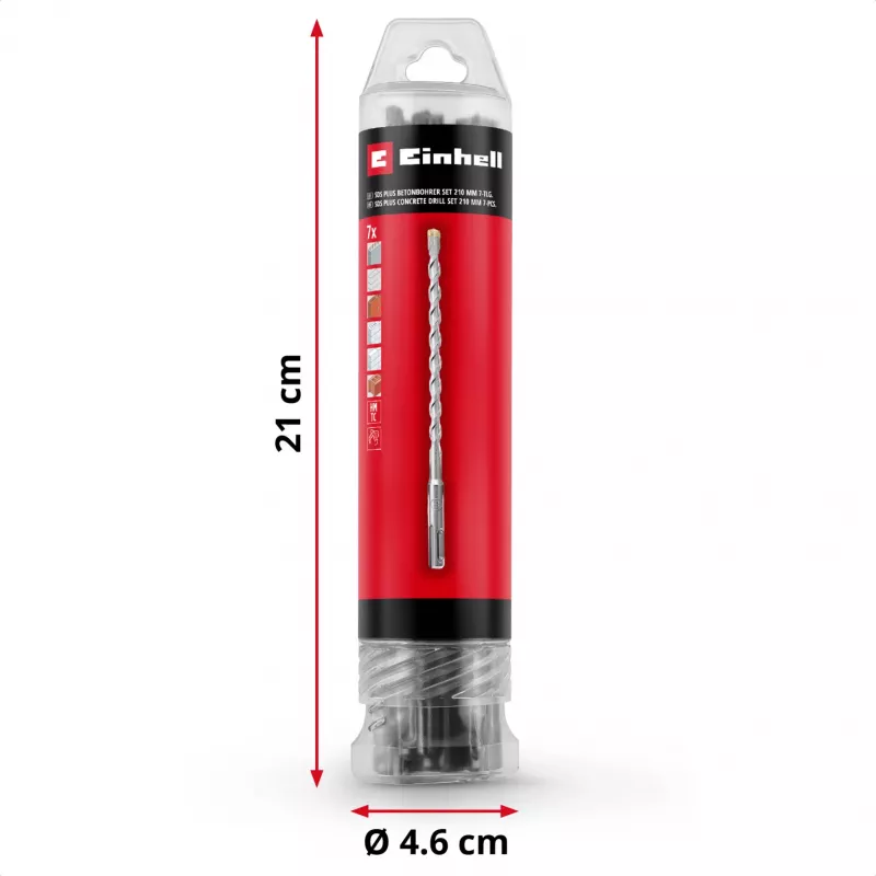 EINHELL-KWB Juego de brocas para martillo SDS-plus, Ø 6-14 mm (7 piezas, 210 mm)