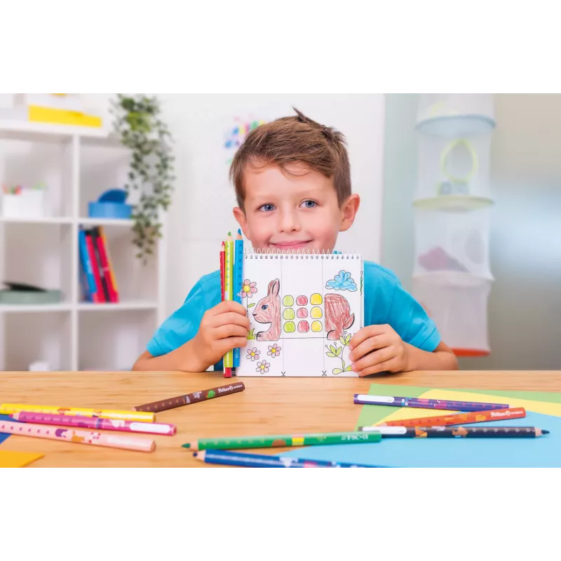 Pelikan 811231 Set de libro para colorear, 15 páginas, niños/niñas, lápices de colores incluidos, set de dibujos para colorear