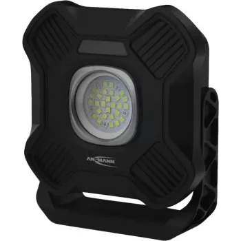 ANSMANN WL2000R Lámpara de trabajo LED recargable, Negra, 20W, 2000lm, con imán, gancho de suspensión, trípode - 1 ud. (1600-0755)