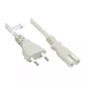 GoodConnections cable de alimentación euro conector macho euro Type-C (recto) a conector hembra C7/euro 8 (recto), gris, 0,75 mm², 5 m, Good Connections® (P0370-GR050)