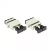 GoodConnections adaptador de fibra óptica SC/UPC dúplex, OM2 multimodo, casquillo cerámico, carcasa de plástico, con brida, gris (LW-K207)