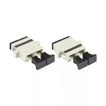 GoodConnections adaptador de fibra óptica SC/UPC dúplex, OM2 multimodo, casquillo cerámico, carcasa de plástico, con brida, gris (LW-K207)