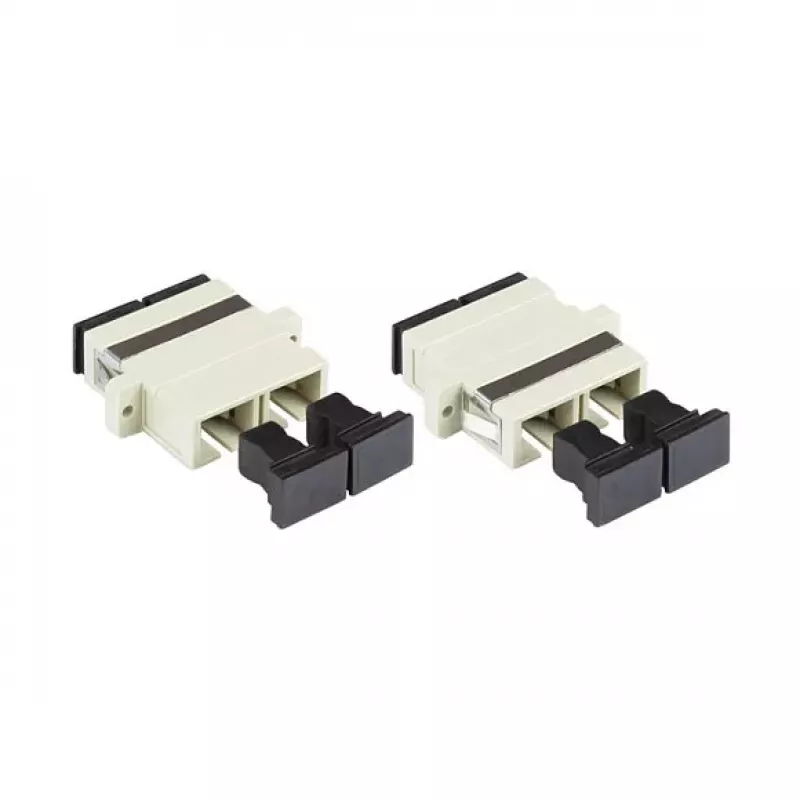 GoodConnections adaptador de fibra óptica SC/UPC dúplex, OM2 multimodo, casquillo cerámico, carcasa de plástico, con brida, gris (LW-K207)