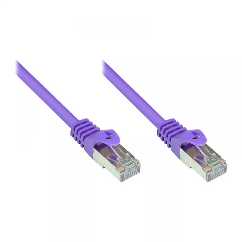 GoodConnections Alcasa cable de conexión RJ45, Cat5e, UTP, 0,15m, chapado en oro, violeta