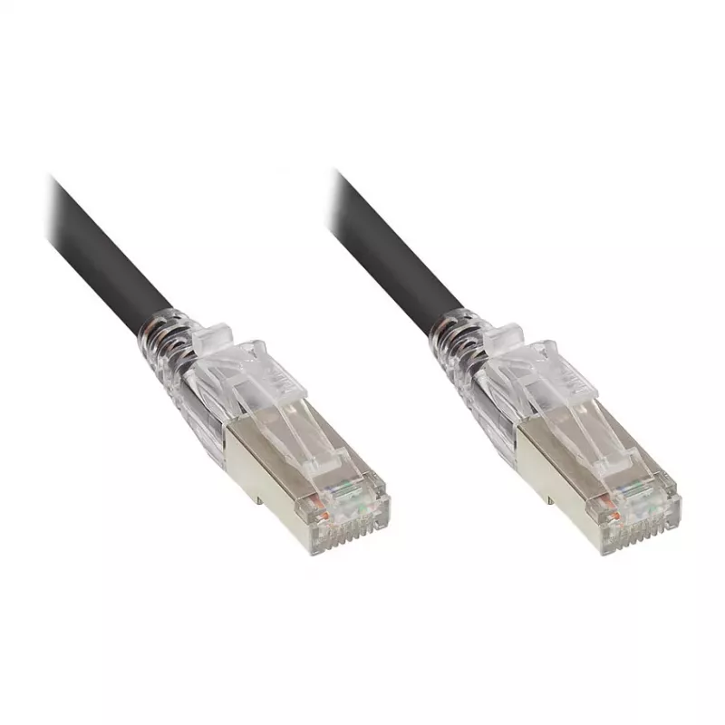 GoodConnections RNS® cable de red con protección de retención y bloqueo, Cat. 6A, S/FTP, PiMF, libre de halógenos (LSZH), 500 MHz, negro, 2 m