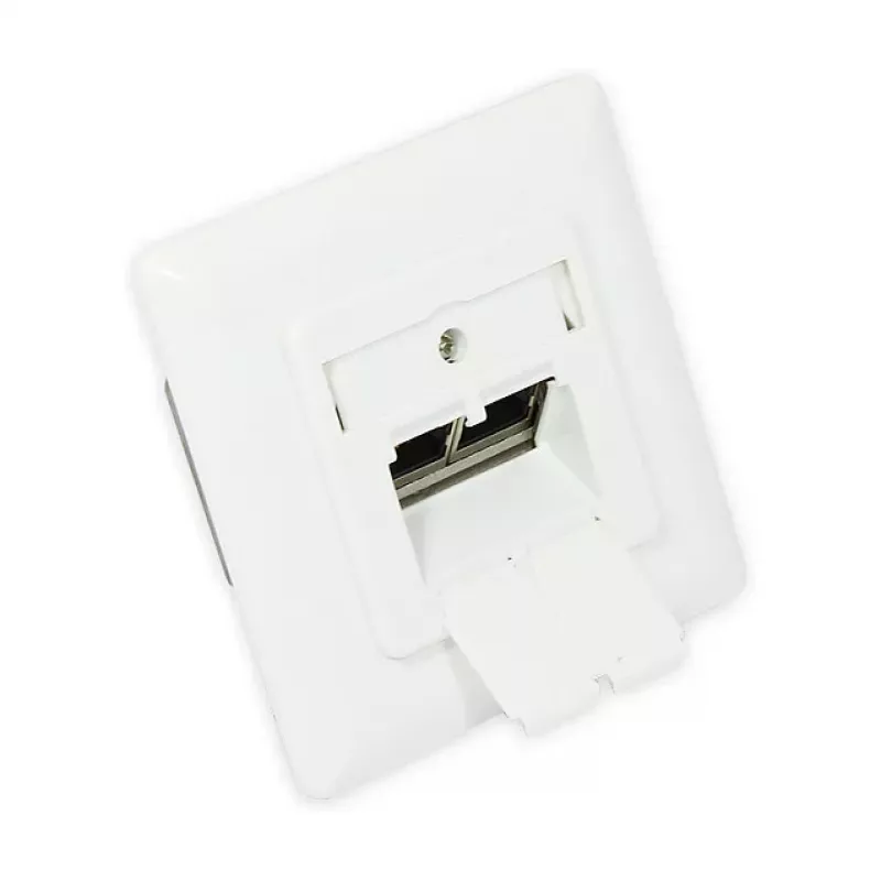 GoodConnections toma de red de pared Cat.6A 2xRJ45 apantallada empotrada entrada de cable vertical blanco señal RAL9003