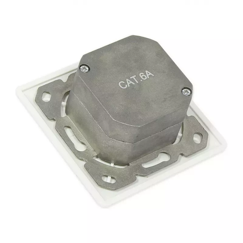 GoodConnections toma de red de pared Cat.6A 2xRJ45 apantallada empotrada entrada de cable vertical blanco señal RAL9003