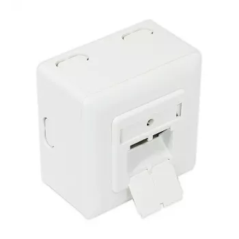 GoodConnections toma de red Cat.6, 2xRJ45, apantallada, de superficie, entrada de cable vertical, blanco señal RAL9003 (GC-N0026)