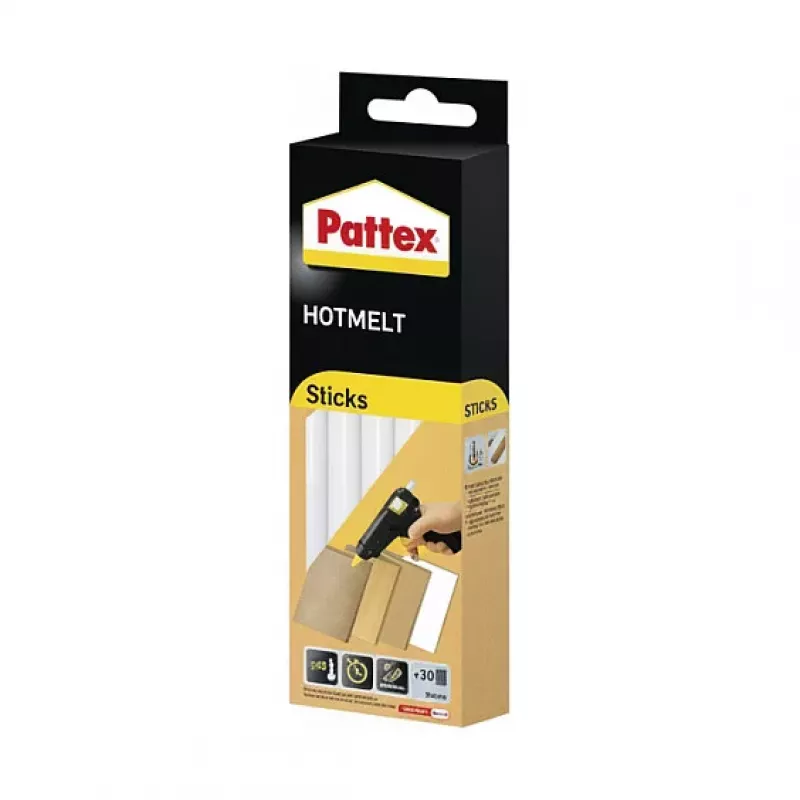 Pattex Barras de pegamento termofusible Hot Supermatic, 9H PTK6, 6 x 200 mm, 11 mm de diámetro, transparente
