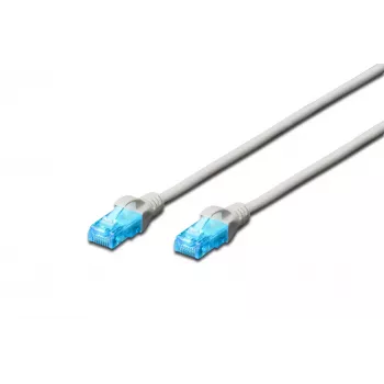 DIGITUS Cable de red CAT 5e U/UTP, 0,5 m, gris, RJ45, dorado, alivio de tracción