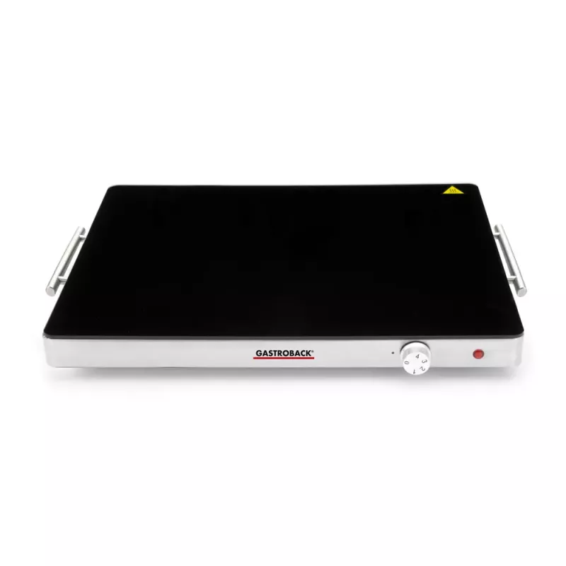 Gastroback 42491 Design placa calentadora – 200 W, acero inoxidable y vidrio, 120 °C