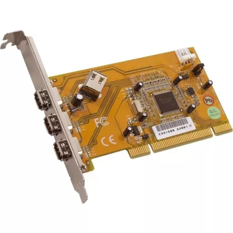 Dawicontrol DC-1394 tarjeta adaptadora PCI Express FireWire 400 con 2 puertos externos + 1 interno, VIA VT6306, pestaña de perfil bajo